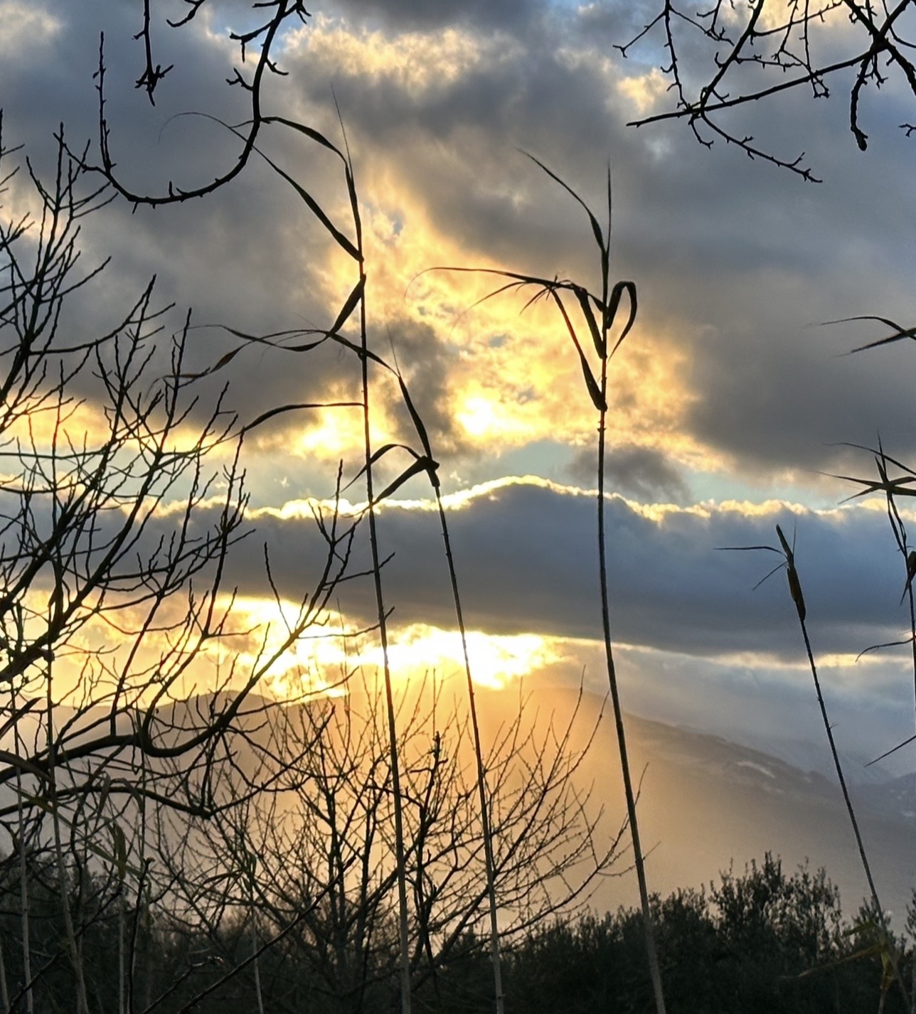 Sunlight breaking through the clouds