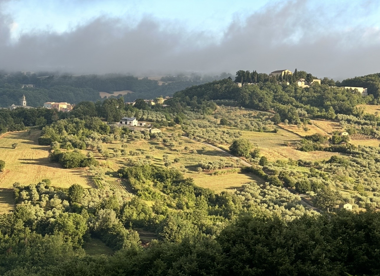Green hills beneath a changing sky